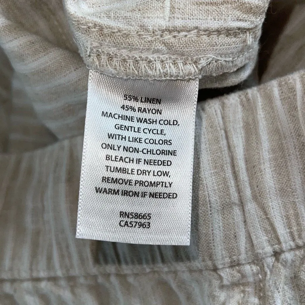 Caslon Linen Blend Elastic Waist Pull On Shorts Tan Striped NWT Size XS‎ - Image 5