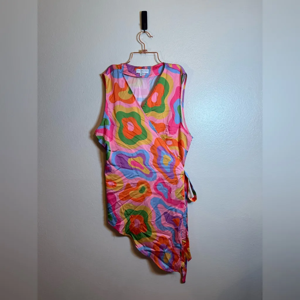 Never Fully Dress Abstract Asymmetrical Wrap Top Pink Size undefined - Image 2
