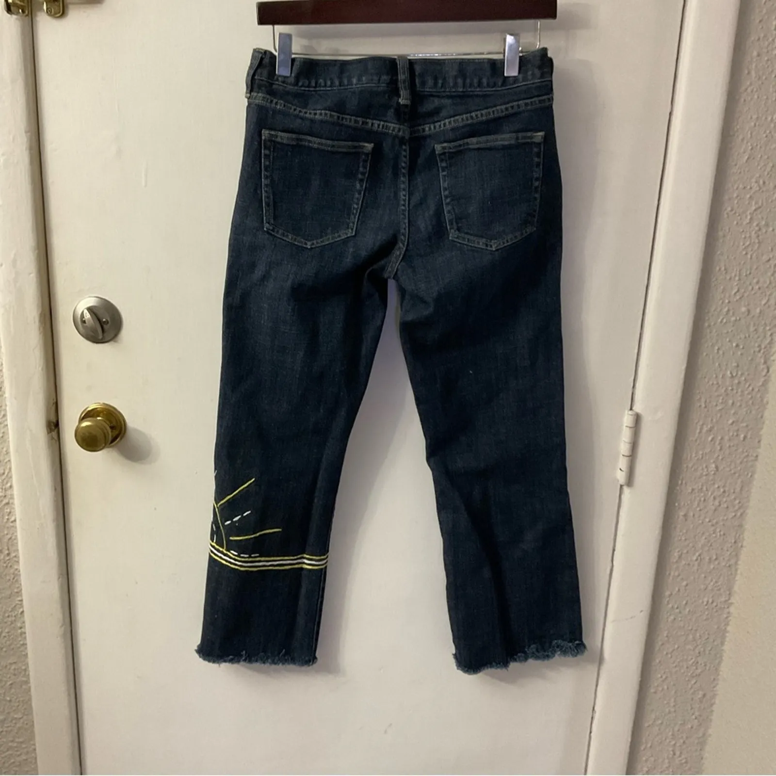 J. Crew Sunshine Hipslung Frayed Hem Cropped Jean 28 Boho Festival Retrogirl - Image 2