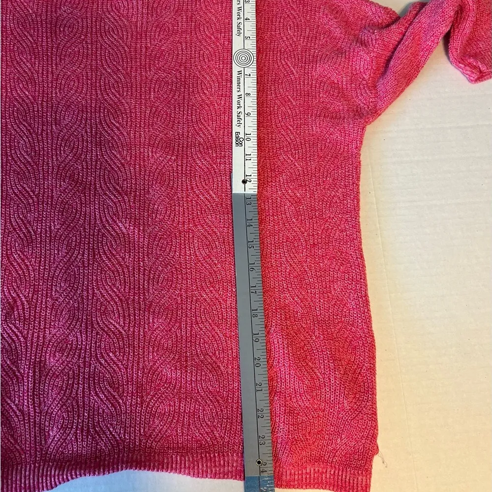 Lands’ End linen blend sweater dark pink, size Large - Image 5