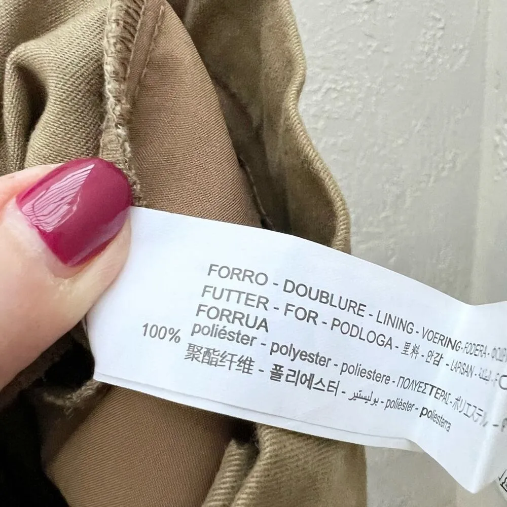 Zara khaki horse shoe cropped pants large khaki brown green women - Image 4