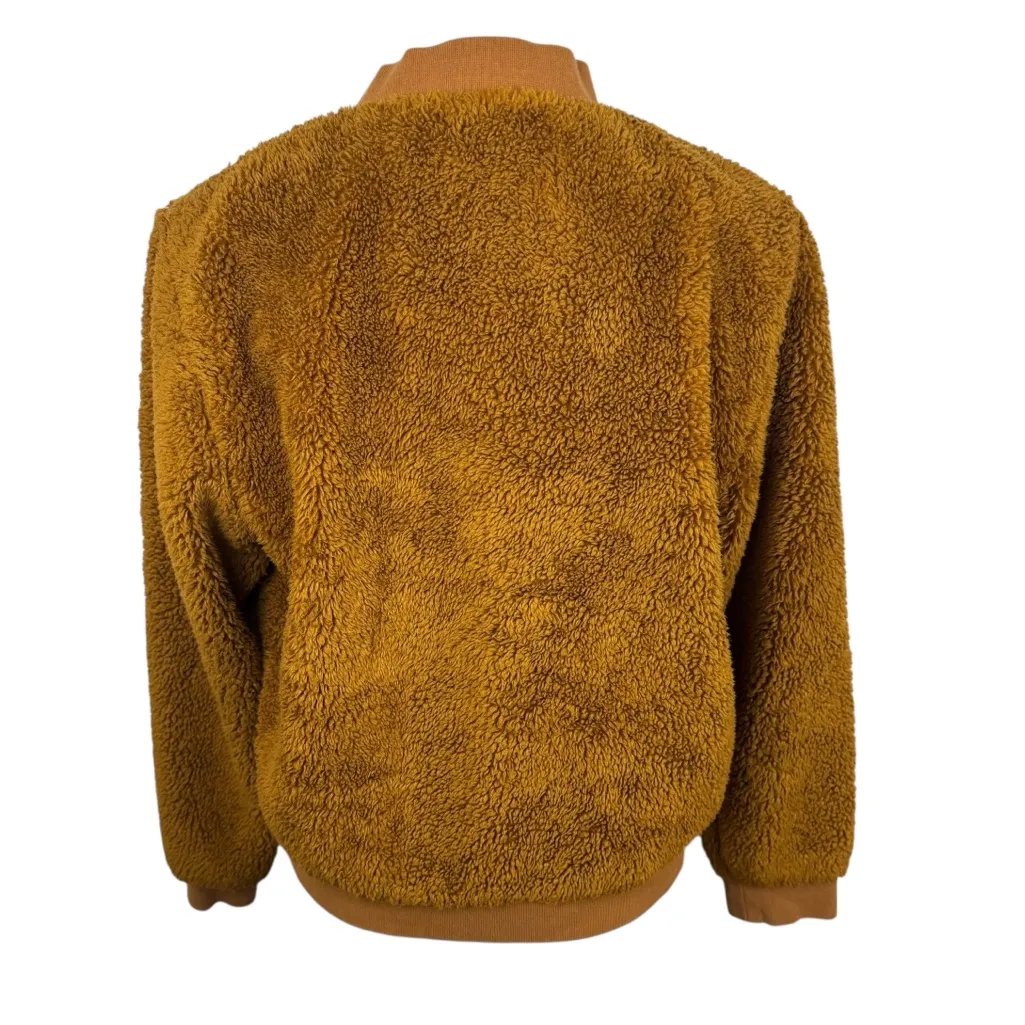 J. Crew Mercantile Sherpa Golden Brandy Mustard Yellow Teddy Bomber Jacket Small - Image 7