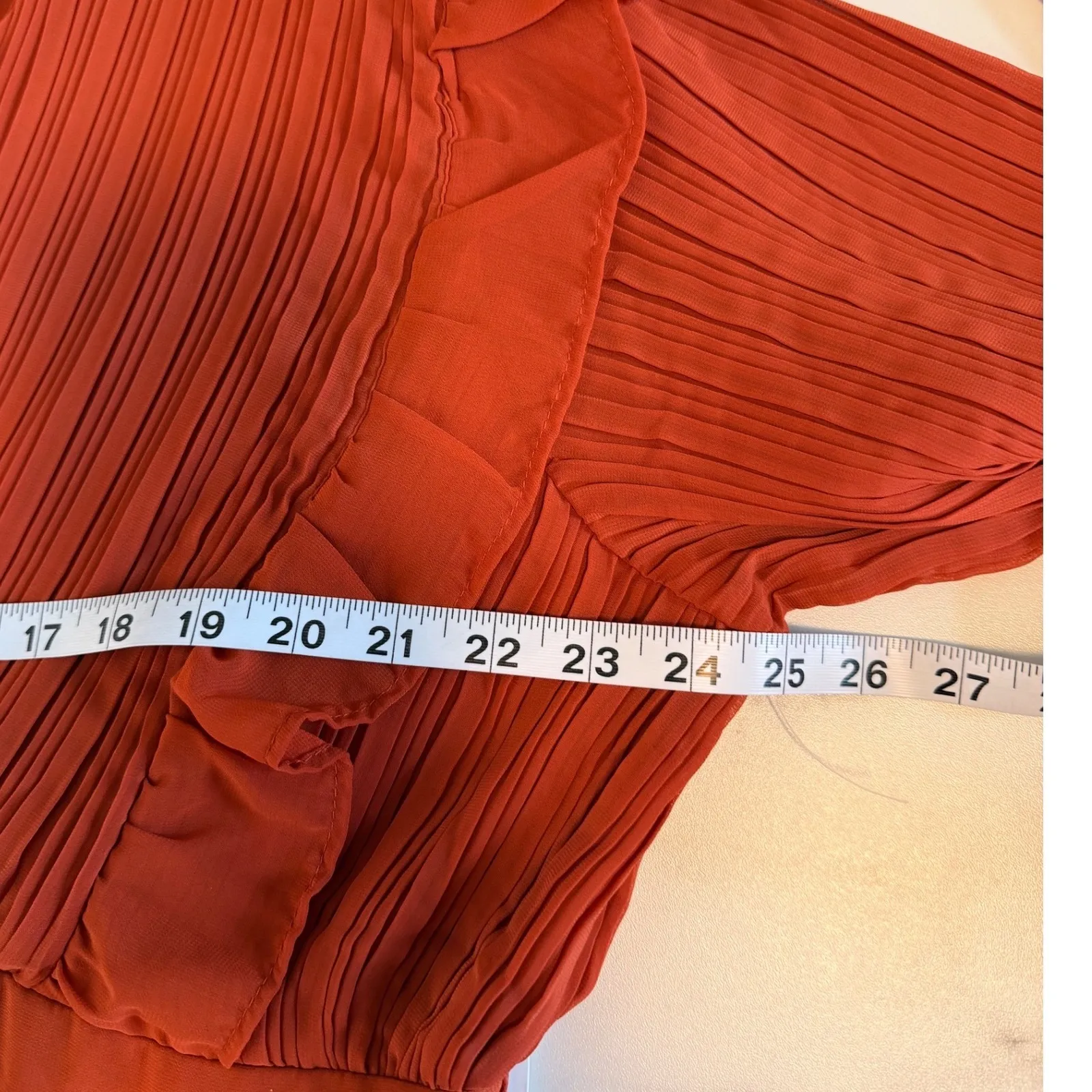 Girl Soul Rust Orange Pleated Ruffle V Neck Long Sleeve Maxi Dress Plus Size 3X - Image 8