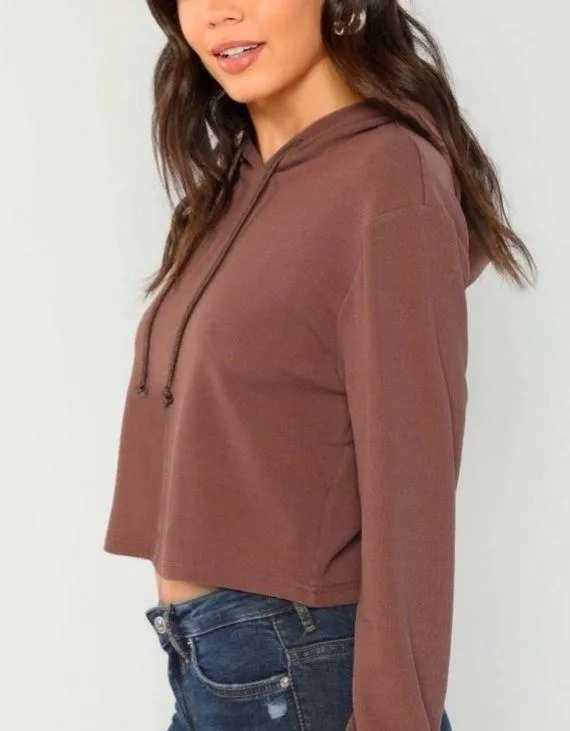 Drawstring Cutoff Hoodie Size M - Image 2