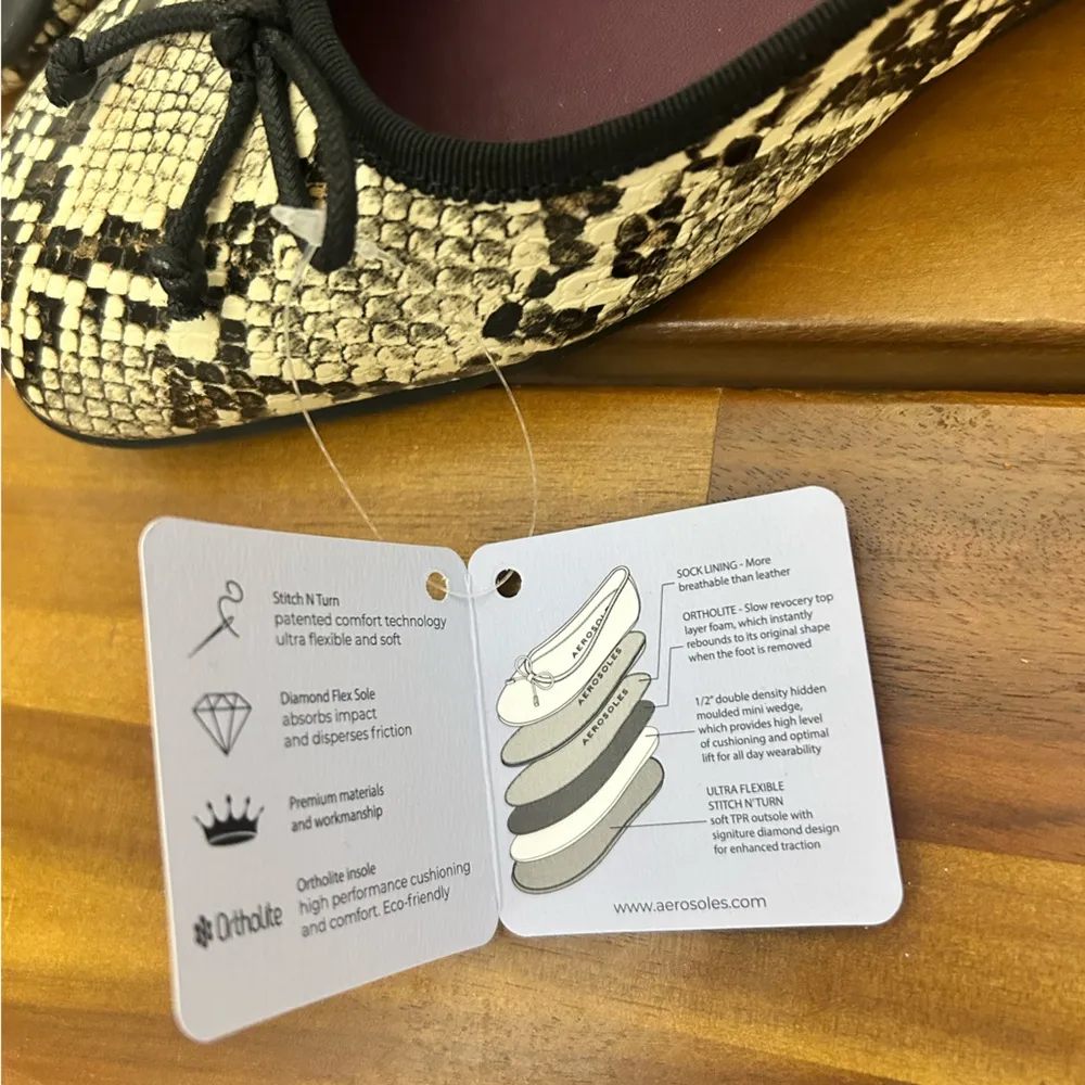 NWT AEROSOLES Womens Catalina Ballerina Flat - Snake Print - Image 4