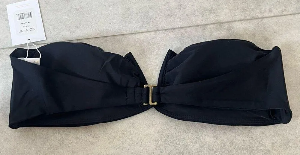 NWT Andie Swim Black Bandeau Bikini Scala Top Strapless XL V Notch Neutral - Image 3