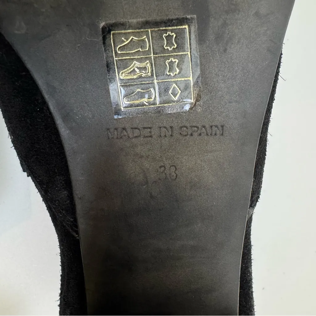 Free People Alamo Booties Black Suede Leather 38 7.5/8 Shoes Studs Western Heels - Image 10