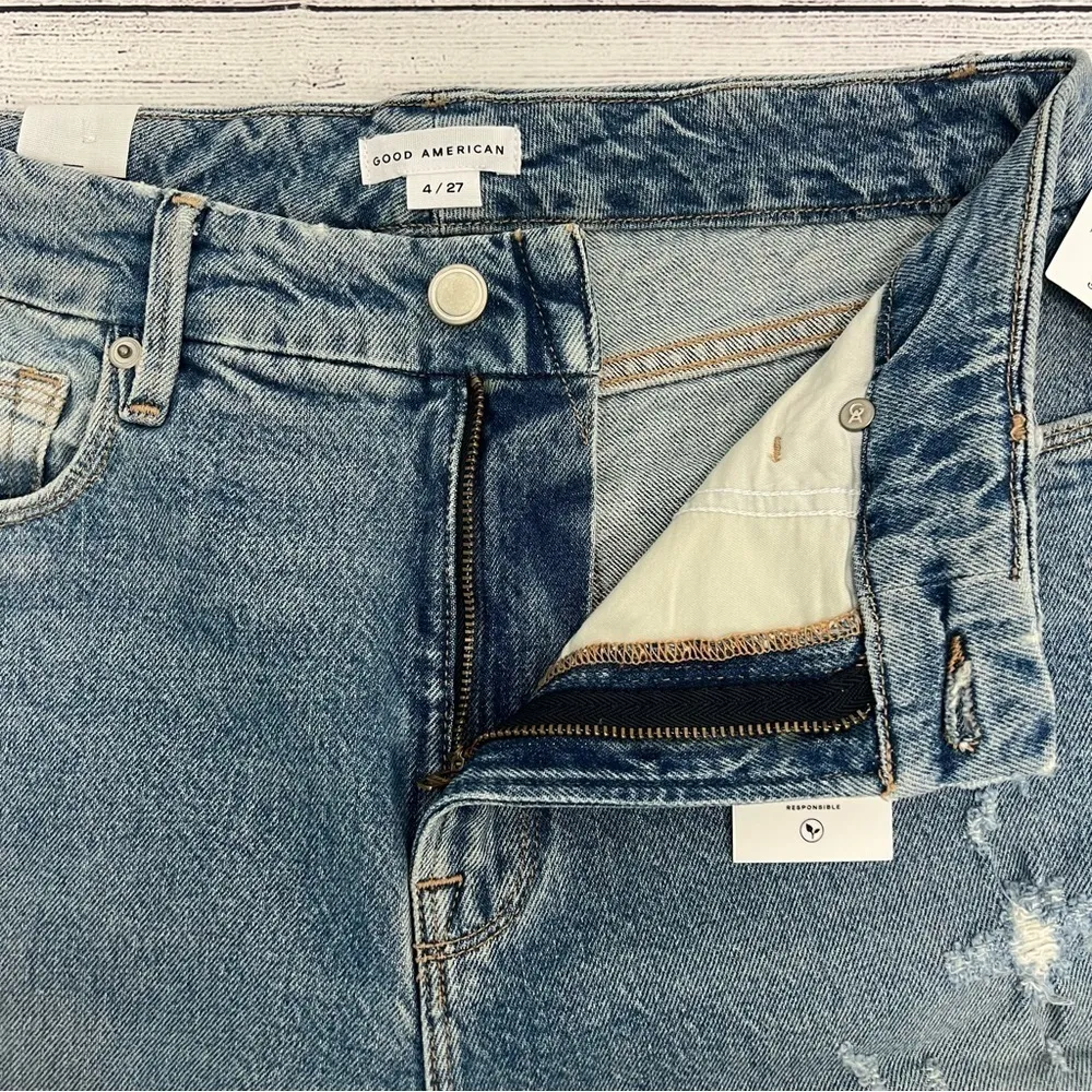 Good American Good Classic Distressed  
Straight Leg High Rise Jeans Size 4/27  
NEW - Image 7