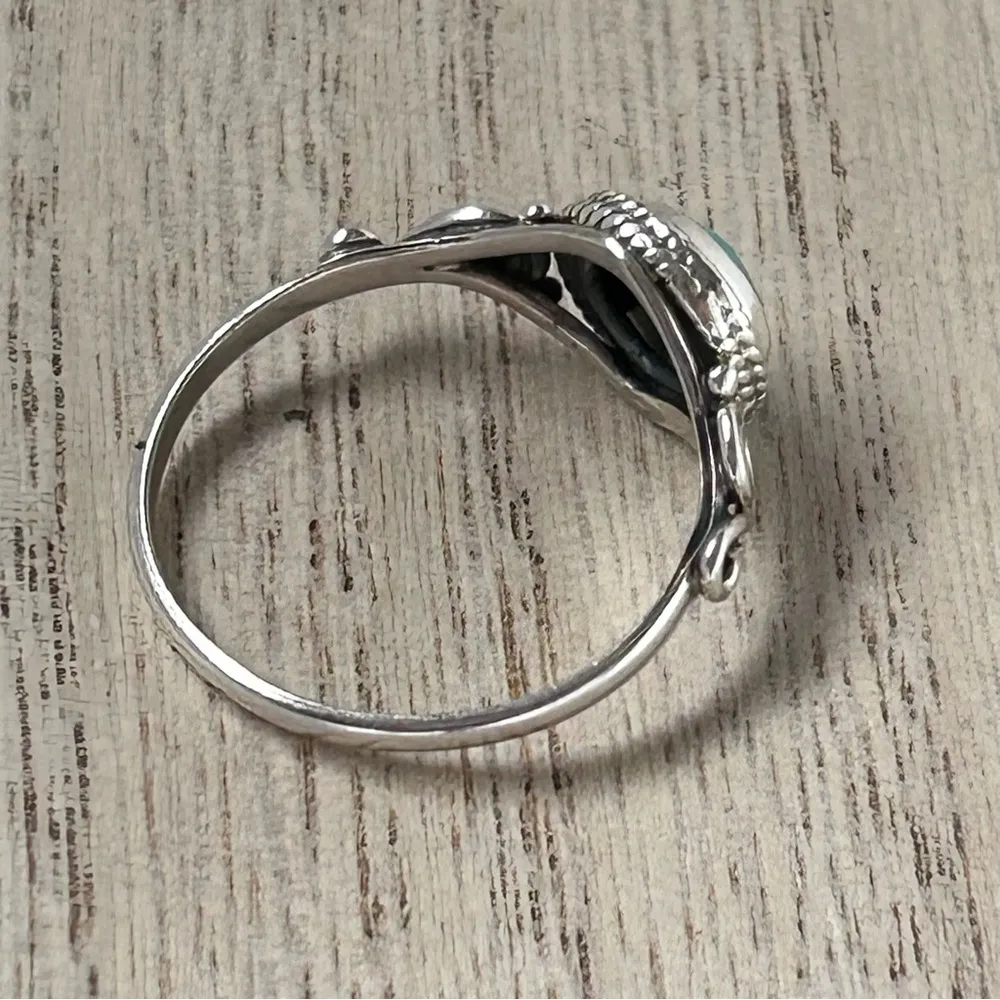 925 Sterling Silver Ladies Circle Cut Turquoise Ring Western Jewellery Gift Sz 9 Blue - Image 5