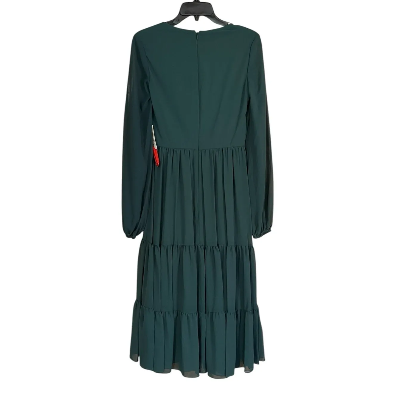 Mac Duggal NEW Size 0 Green Style 55637 Surplice Bodice Layered Skirt Midi Dress - Image 6