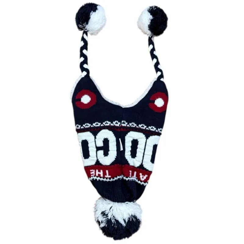 Robin Ruth Colorado Rocky Mountain Pom Pom Knit Hat Beanie One Size Blue Red - Image 2