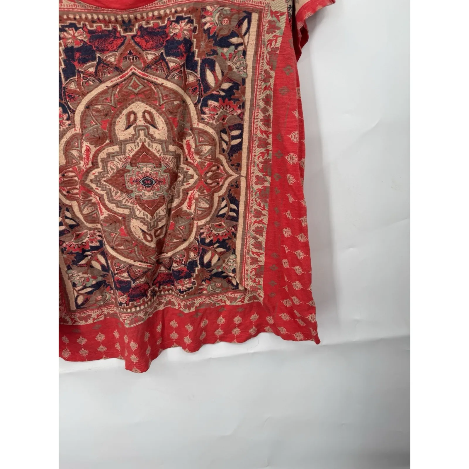 Lucky Brand Persian Carpet Tee Women Plus Size 1X Red Bohemian Western Indie - Image 8