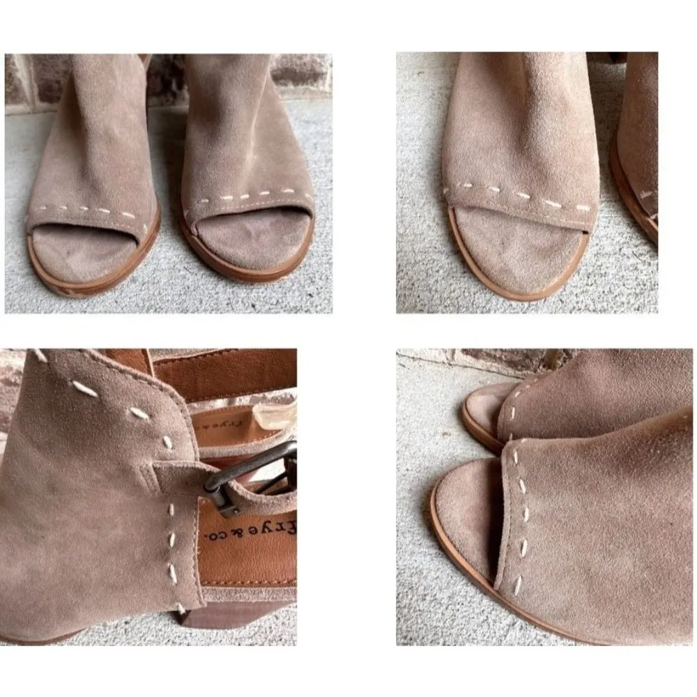 Frye Co Suede Donna Slingback Sandals Sz 9M Ash Suede Leather Heels Peep… - Image 9