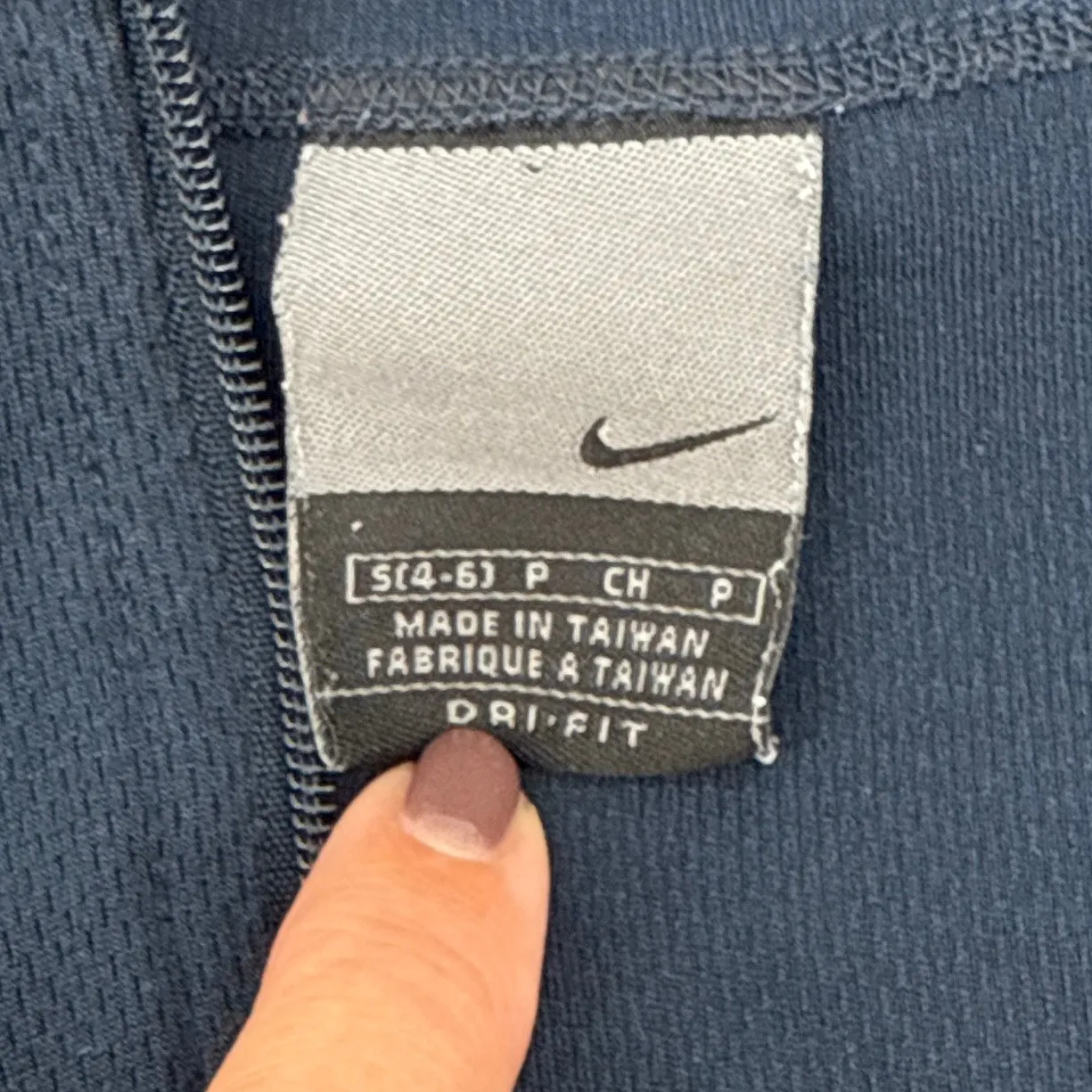 Nike Dri-FIT Full Zip Fleece Hoodie Women's Size Small Navy Blue Athletic Jacket - Image 7