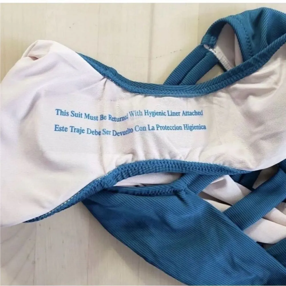 Shade & Shore One Piece Swim Suit Women Size S Open Back Cut Outs  Green - Image 7