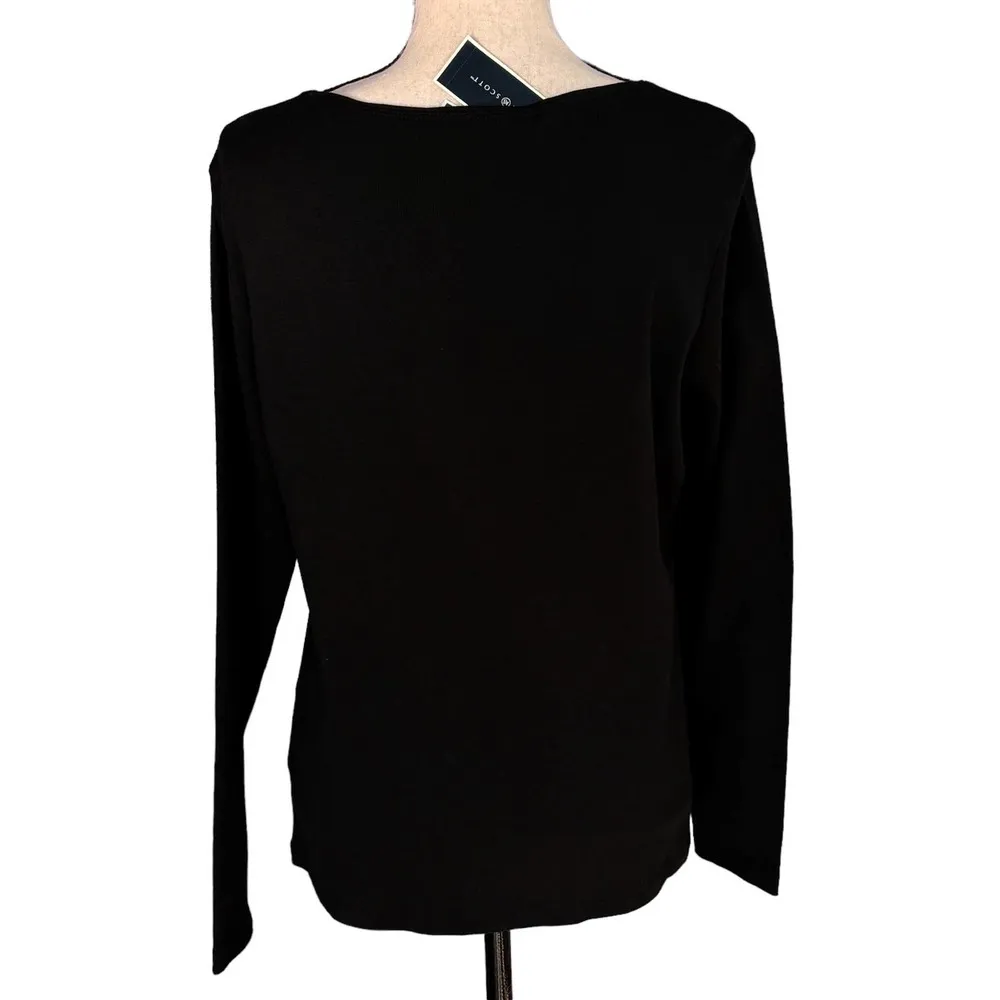 Karen Scott Medium Top Holiday Poinsettia Heart Festive Christmas Long Sleeve - Image 5