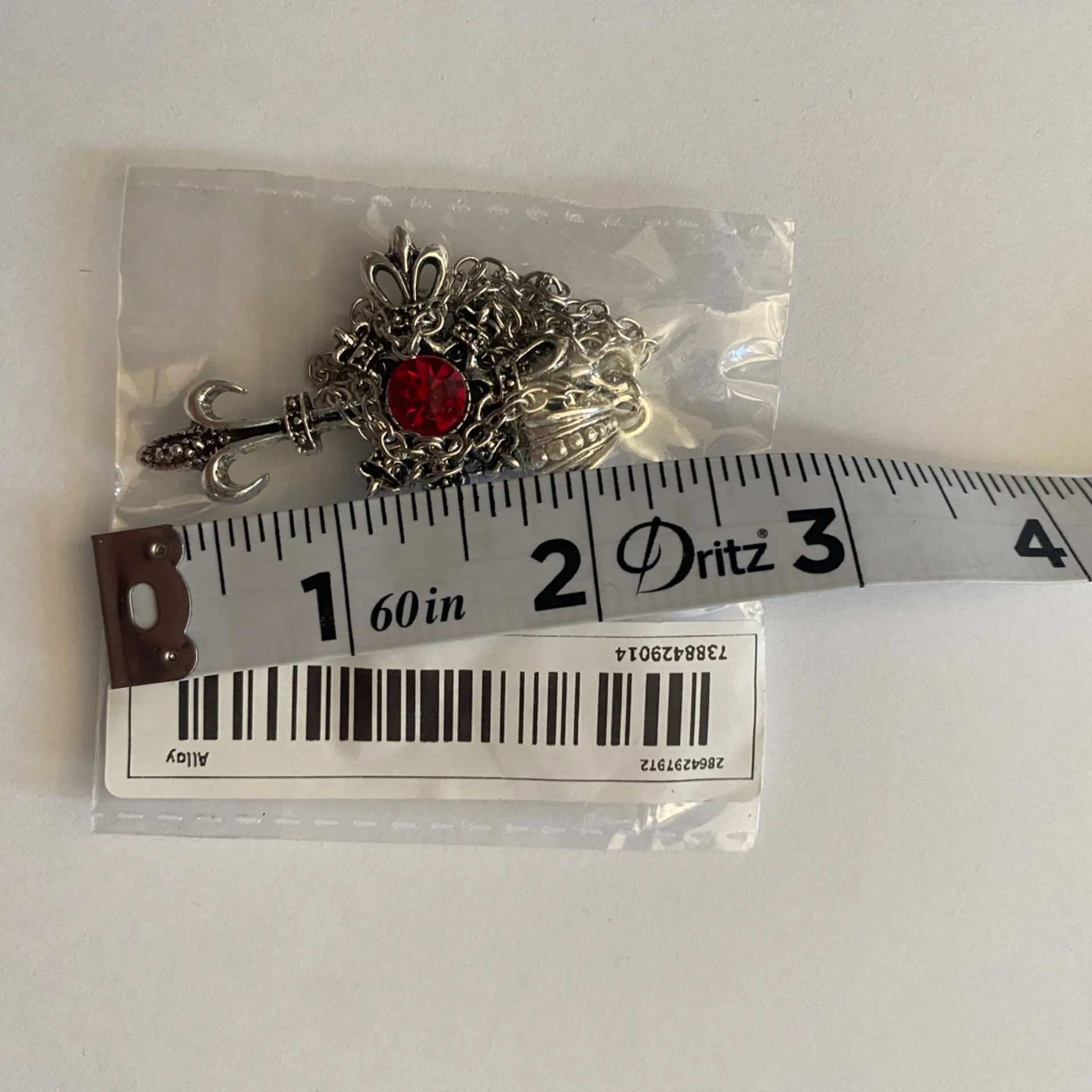 Ruby cross silver tone‎ pendant necklace faux fashion jewelry - Image 7