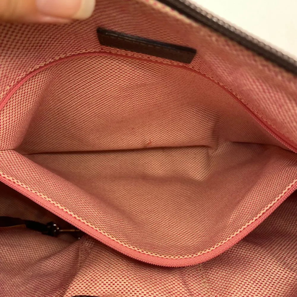 Dooney‎ & Bourke Signature Canvas Hobo Bag Brown Leather Trim Handbag - Image 13