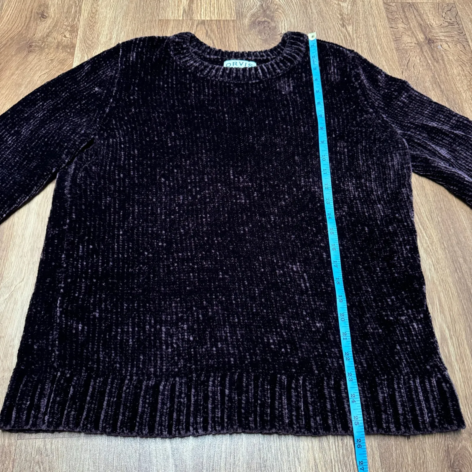 Orvis Womens Dark Purple Eggplant Chenille Pullover Sweater Size Medium - Image 8