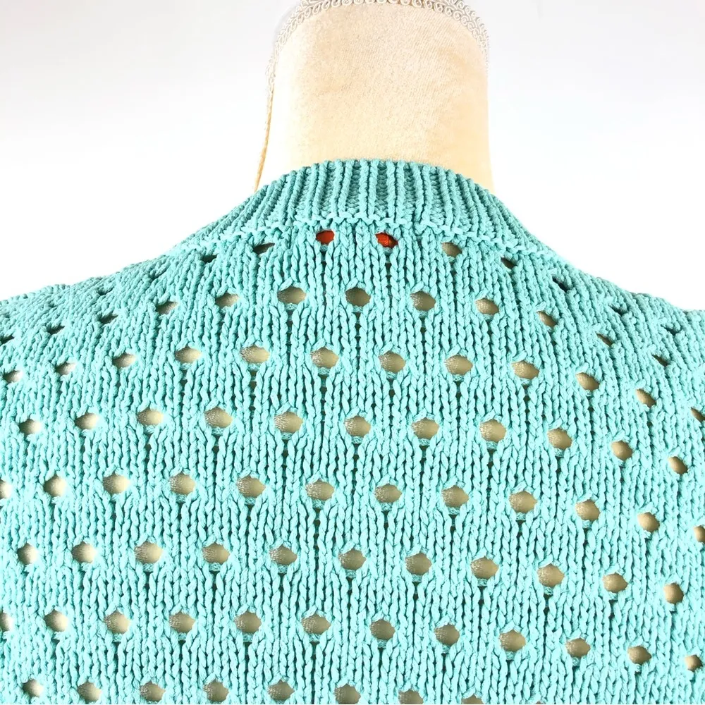 Joe Fresh | Turquoise Perforated Knit Sweater - Image 8
