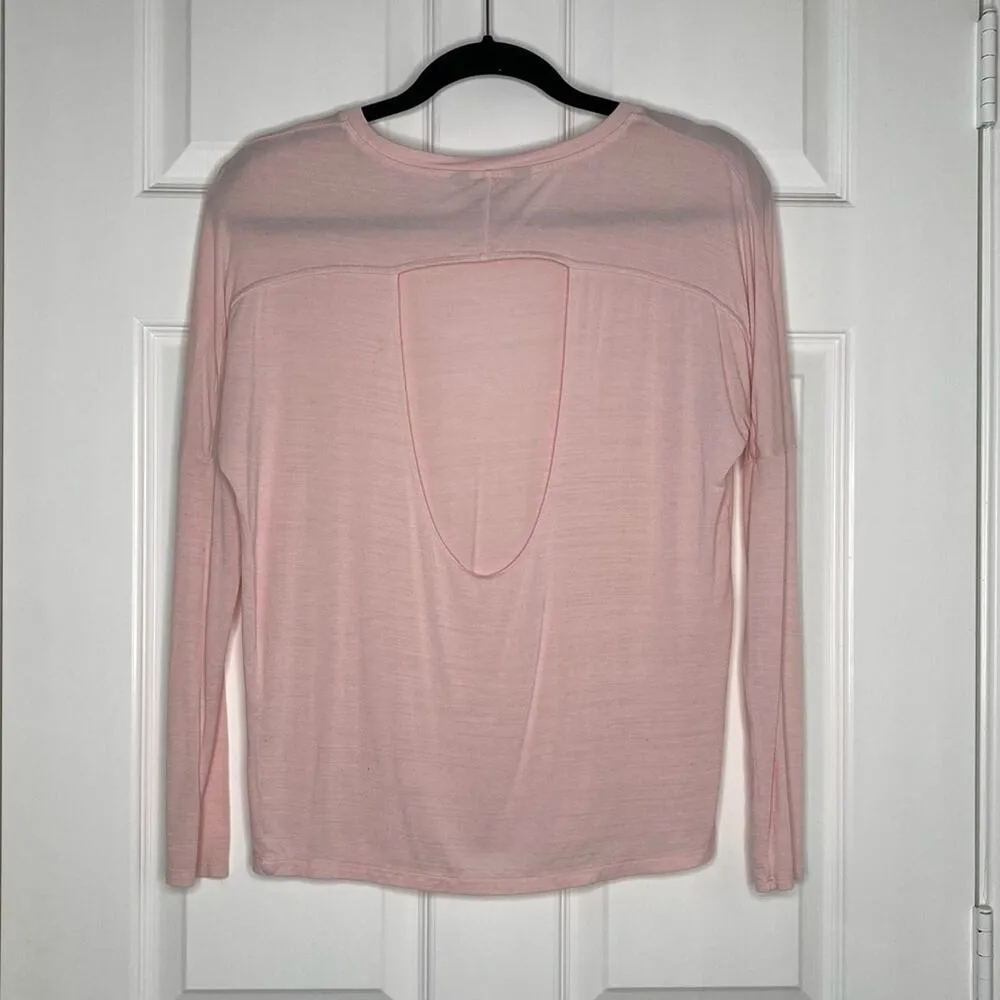 SKECHERS Womens Athleisure GoRun Long Sleeve Open Back Workout Top Pink XS - Image 10