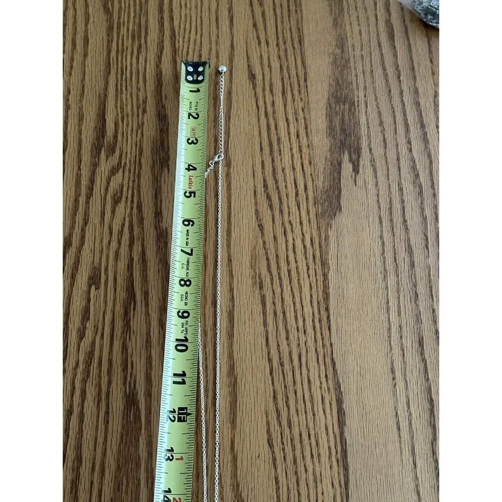 1946 brushed silver tone Black leather Cord Pendant chain necklace Silver Black - Image 9