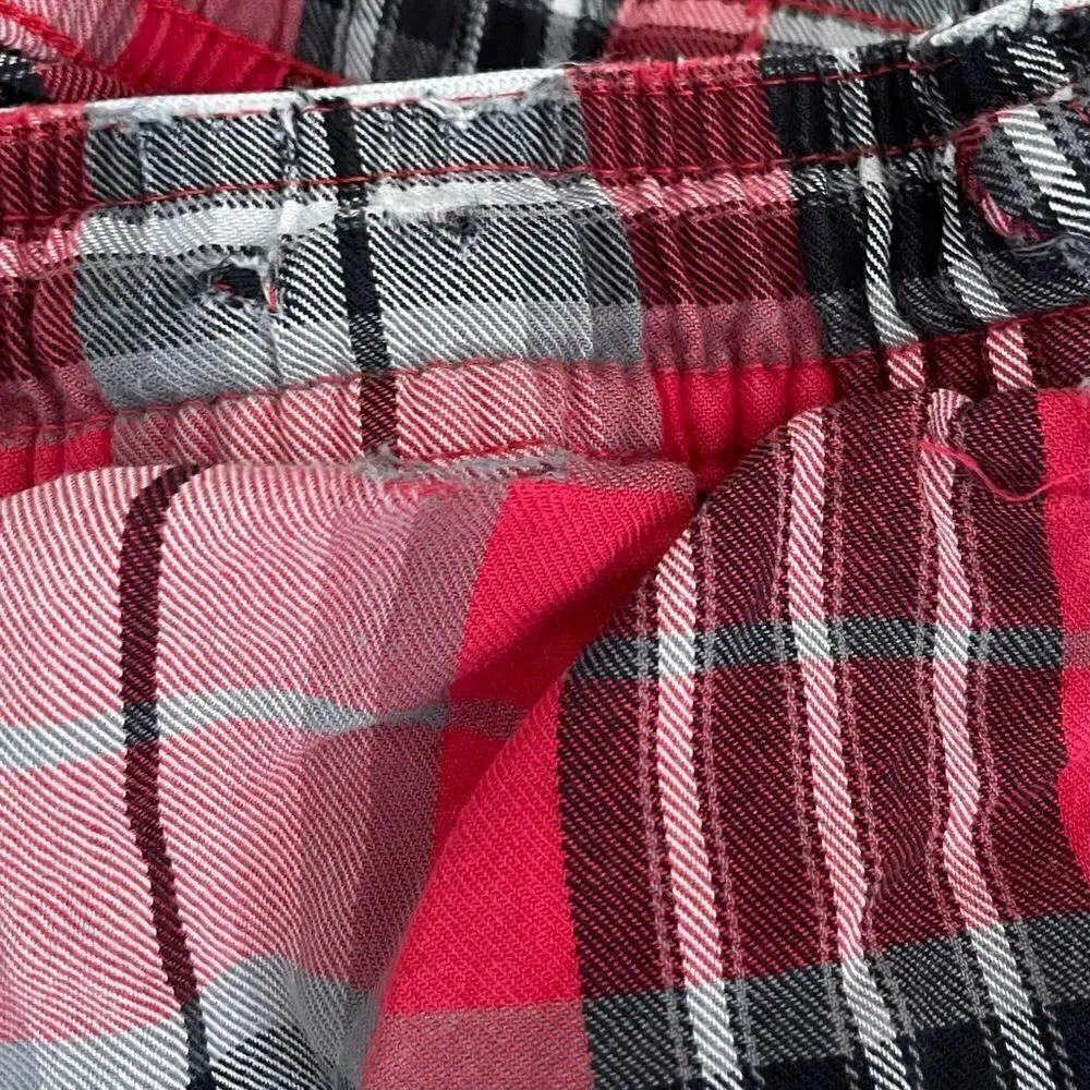 Life is Good Red Black White Cozy Soft Plaid Flannel Unisex  Pajama Pants M - Image 2