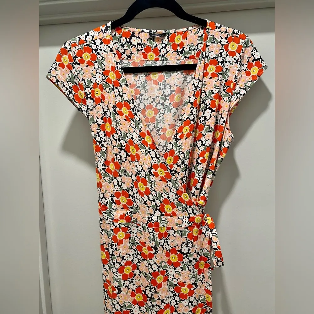 J. Crew Mercantile Multicolor Floral Midi Wrap Dress - S - Image 6
