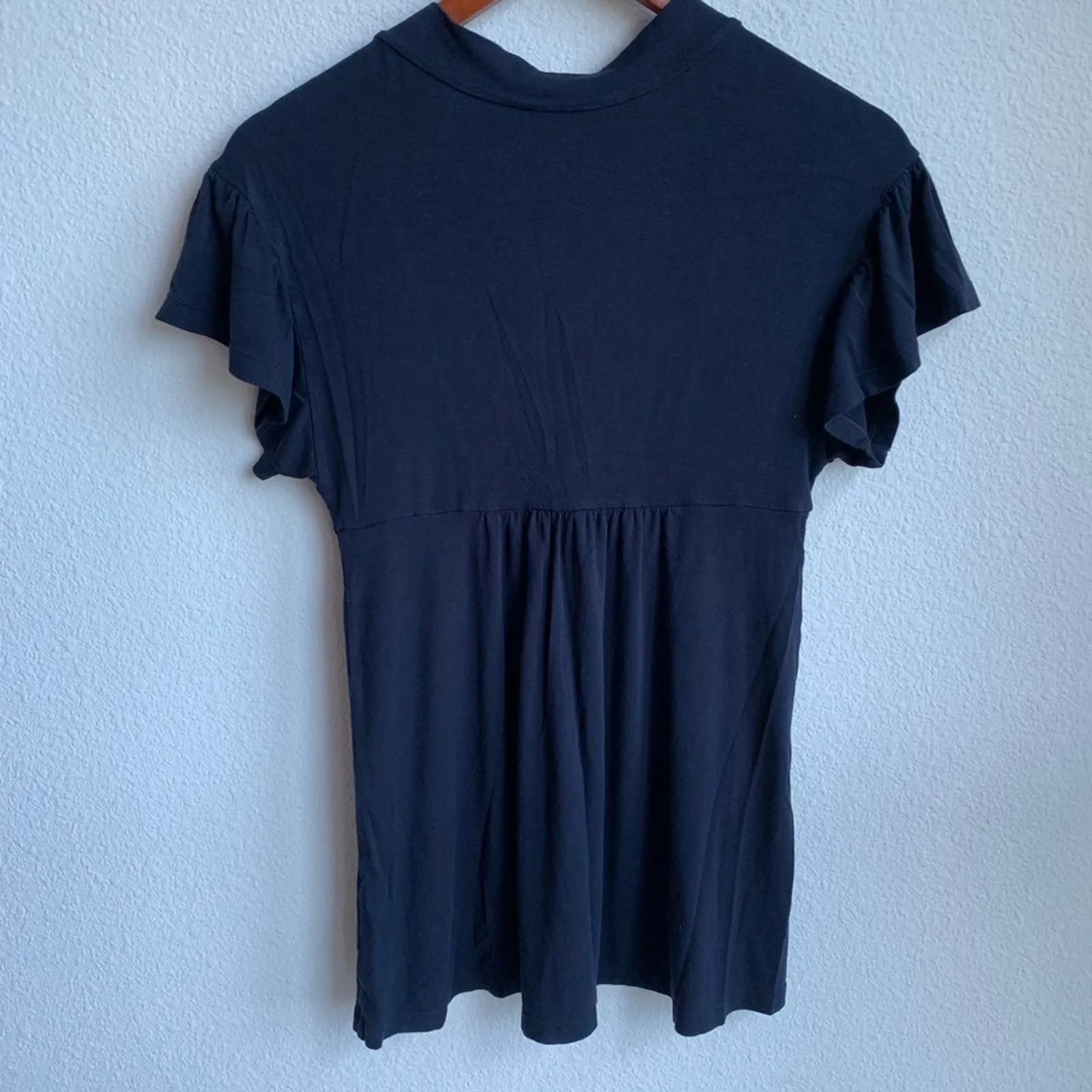 Theory Dark Rita Reach V-Neck Blouse Top 0 - Image 2