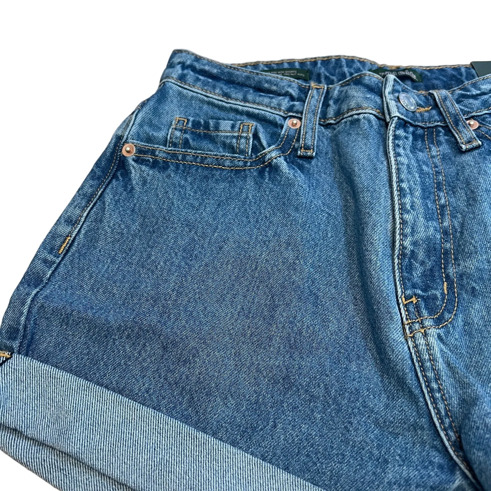 Wild Fable Women's Super-High Rise Cuffed Graphic Jean Shorts - Size 00 - NWT - Image 8