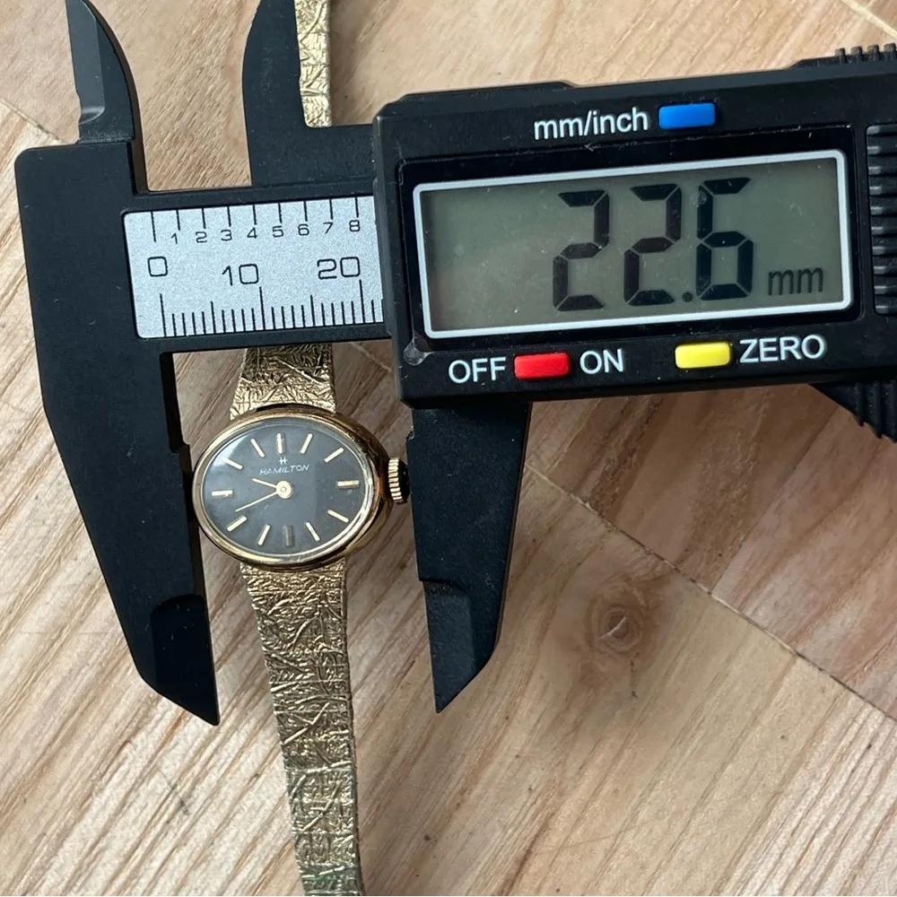 Hamilton Rare Vintage Mechanical Ladies Watch Black Oval Dial Gold Bracelet - Image 14