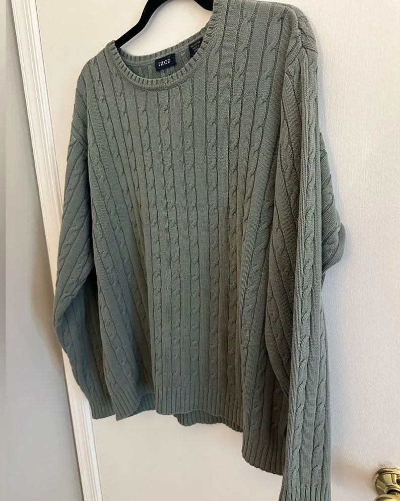 IZOD Cotton Cable knit Crewneck Sweater - Image 2