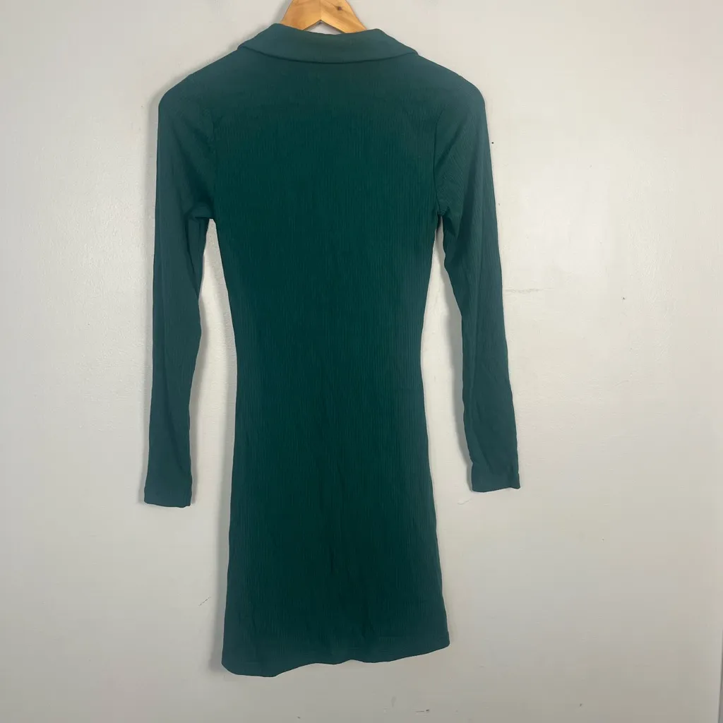 Abercrombie & fitch green ruched button down long sleeve mini dress size medium - Image 6