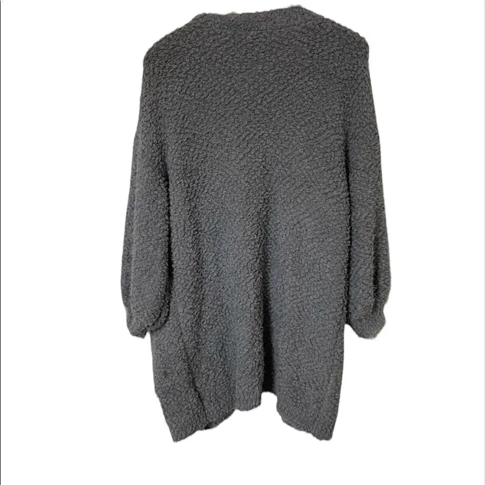 ✨ FRNCH Open Cardigan Fuzzy Popcorn Textured Eyelash Gray ✨ - Image 5