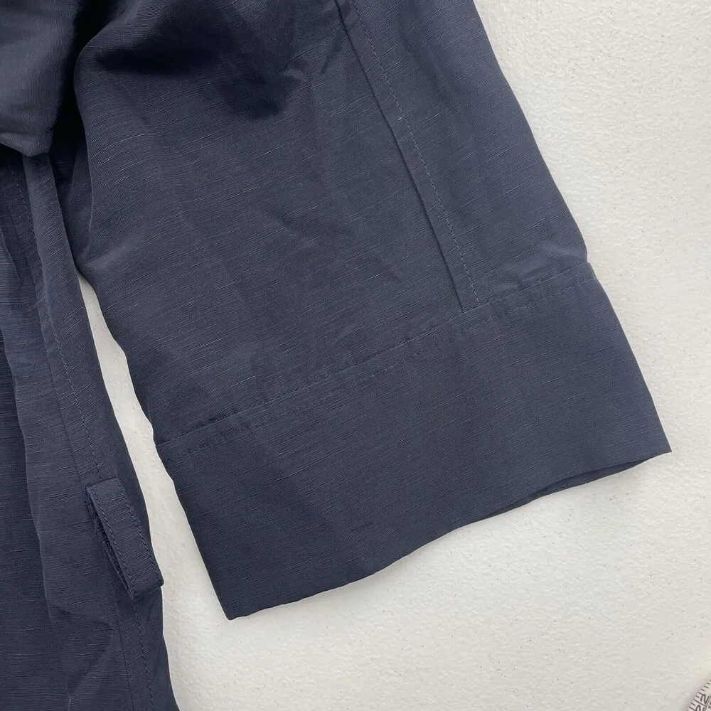 Lafayette 148 Sz 4 Jacket Linen Blend New York Navy Full Zip 3/4 Sleeve Pocket - Image 14