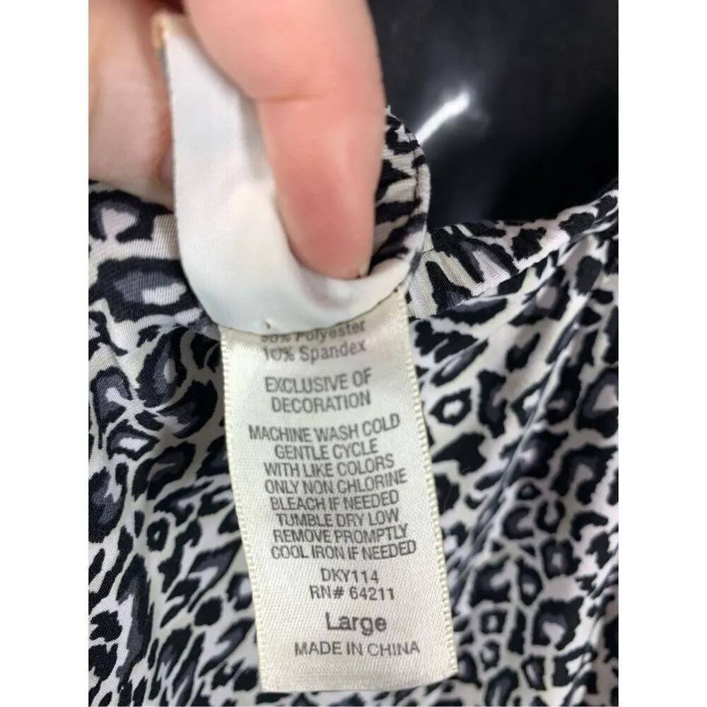 In Bloom by Jonquil Black Gray Leopard Print Chemise Size Large - Image 8