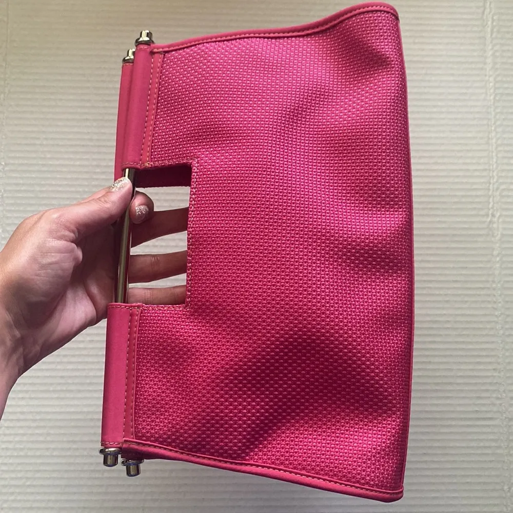 Y2K vintage The Sak hot pink woven canvas metal handle barbiecore purse - Image 7