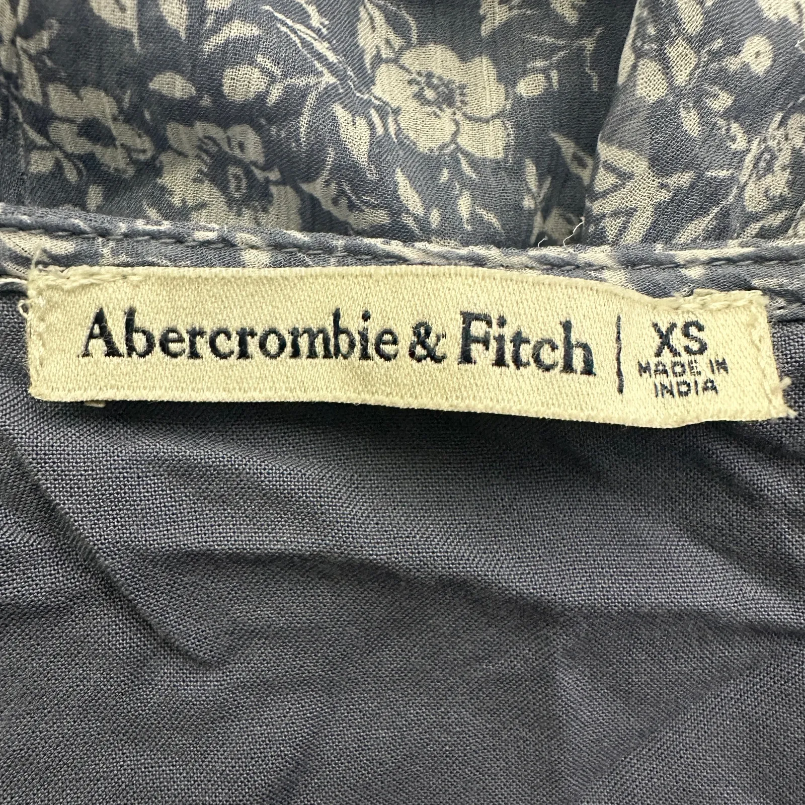 Abercrombie & Fitch Wrap Mini Dress XS Blue Floral Chiffon Sheer 3/4 Sleeve Boho - Image 5