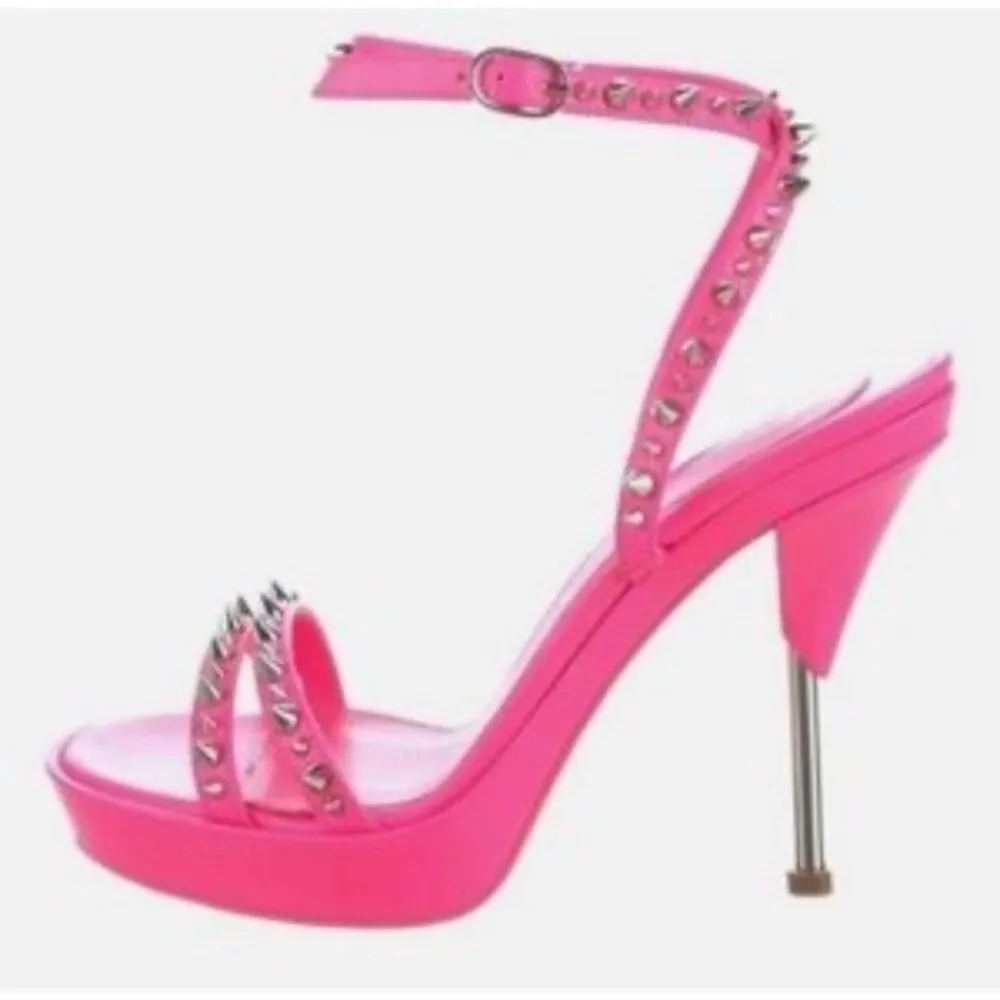 Alexander McQueen Platform Studded Strappy Sandals Metallic Pink EU 36 NWT $950 - Image 16