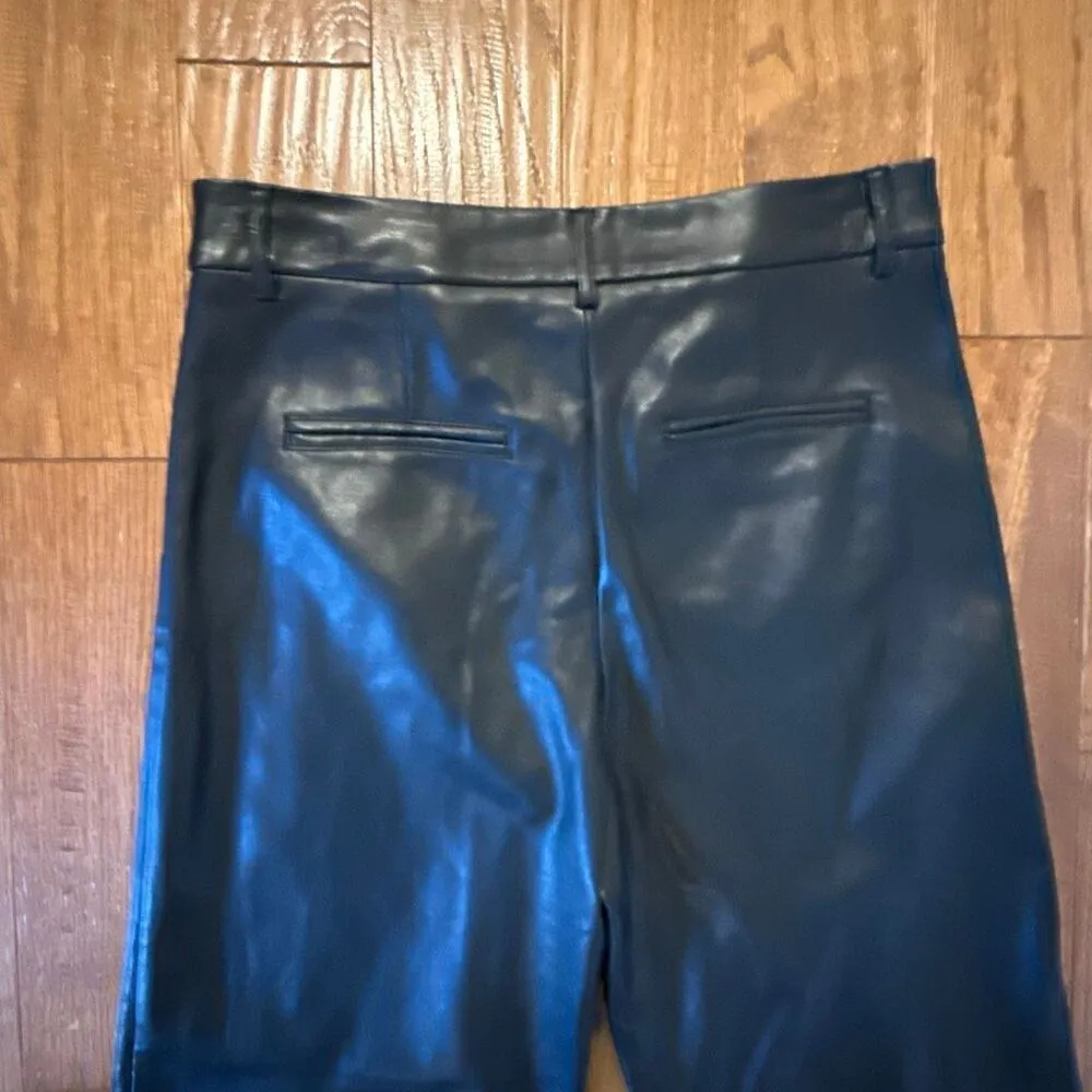 7 For All Mankind black faux leather wide leg crop pants - Image 10