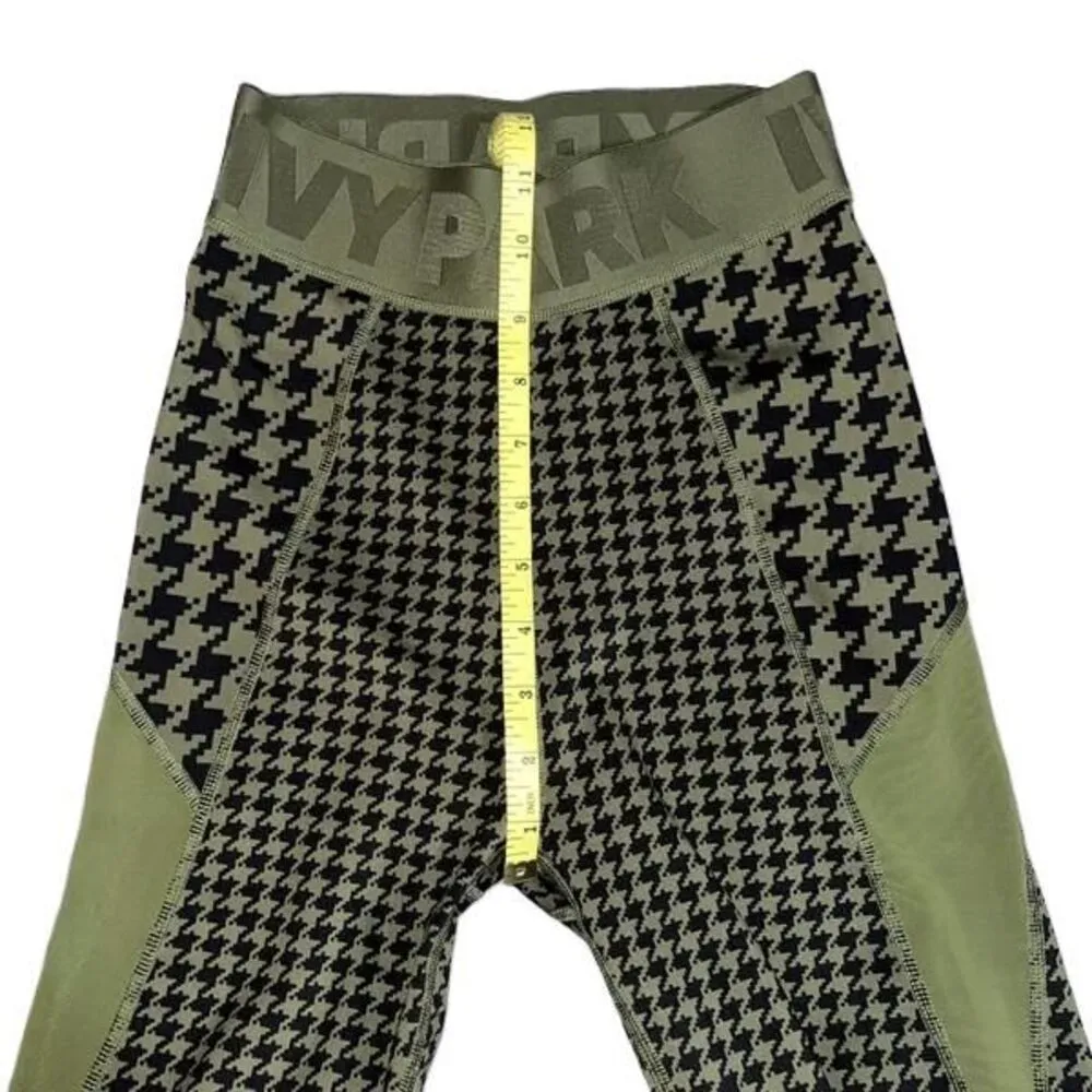 Womens Adidas Ivy Park Halls Of Ivy 3S Green Black Houndstooth Leggings Size XS - Image 12