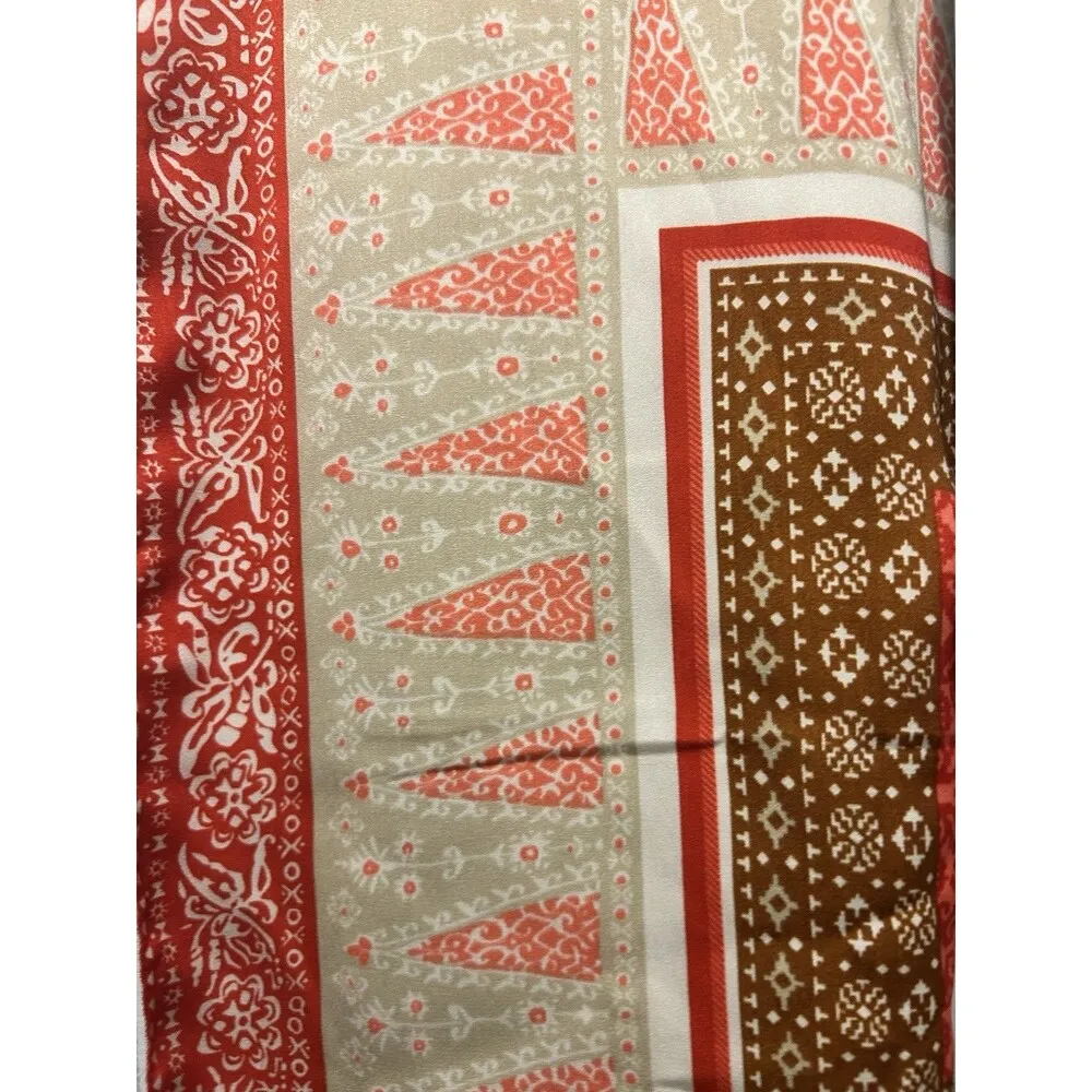 Lucky Brand Dixie Scarf Printed Snap Button Chambray Shirt Top Boho Size Large - Image 5