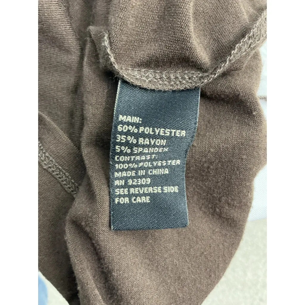 Womans Diane Gilman Pullover Top Small Brown V Neck Long Sleeve Assemetrical - Image 5