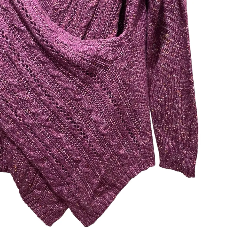NY Collection Purple Cable Knit Asymmetrical Hem Sweater Women’s Size Large NWT - Image 5