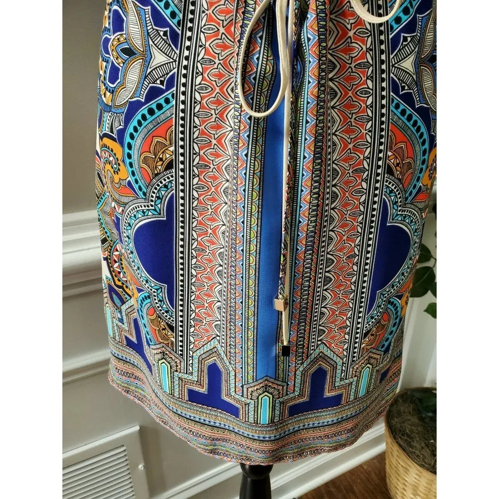 5|48 Saks Fifth Ave Women's Multicolor 100% Polyester V-Neck Knee Length Dress S - Image 4