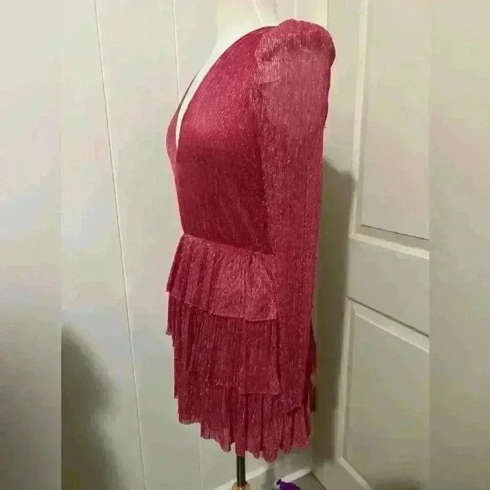 Sabina Musayev $250 Revolve Carry Mini Dress Hot Barbie Pink Tiered Formal Prom - Image 6