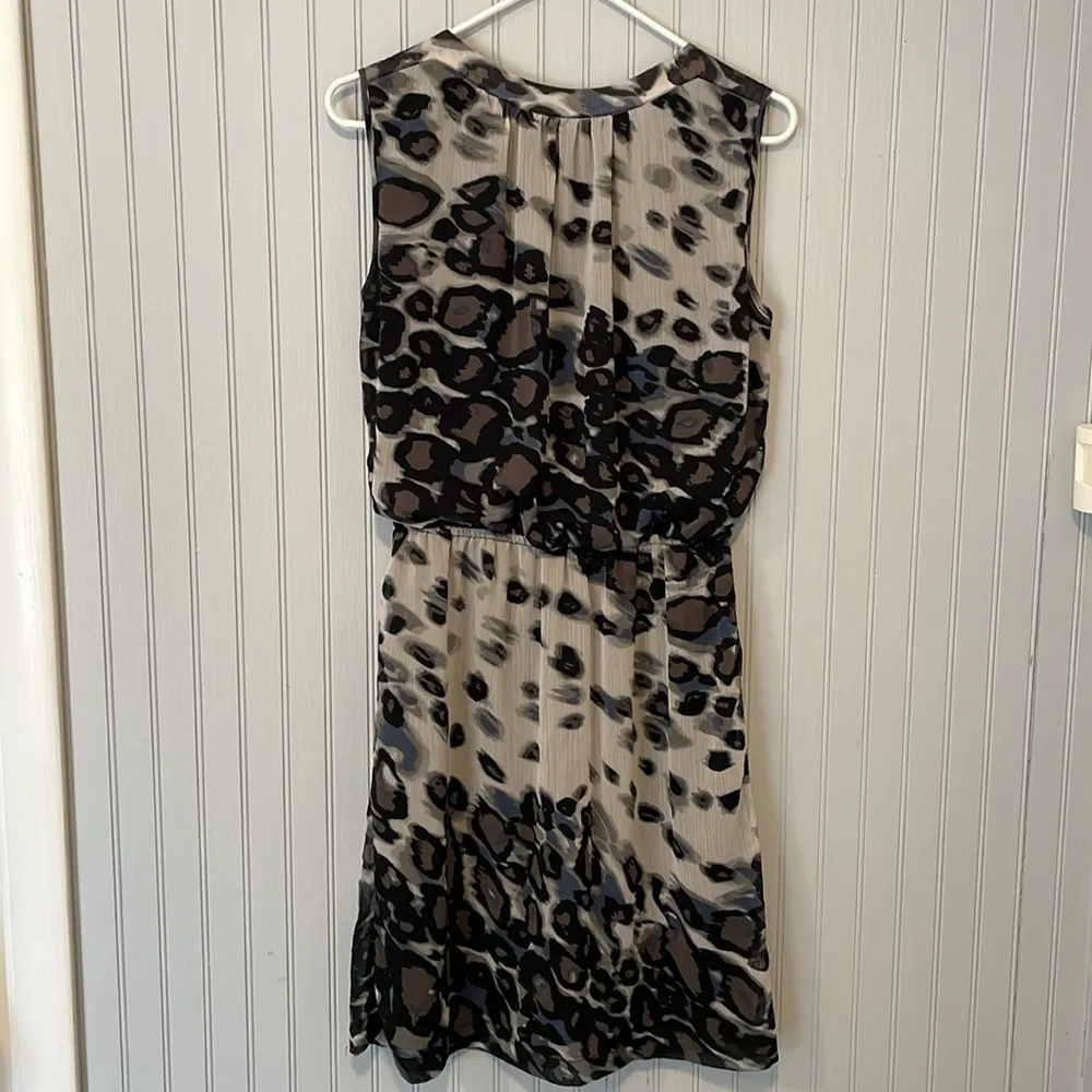 Sharagano Black and Gray Leopard Print Mini Dress | Size 6 - Image 5
