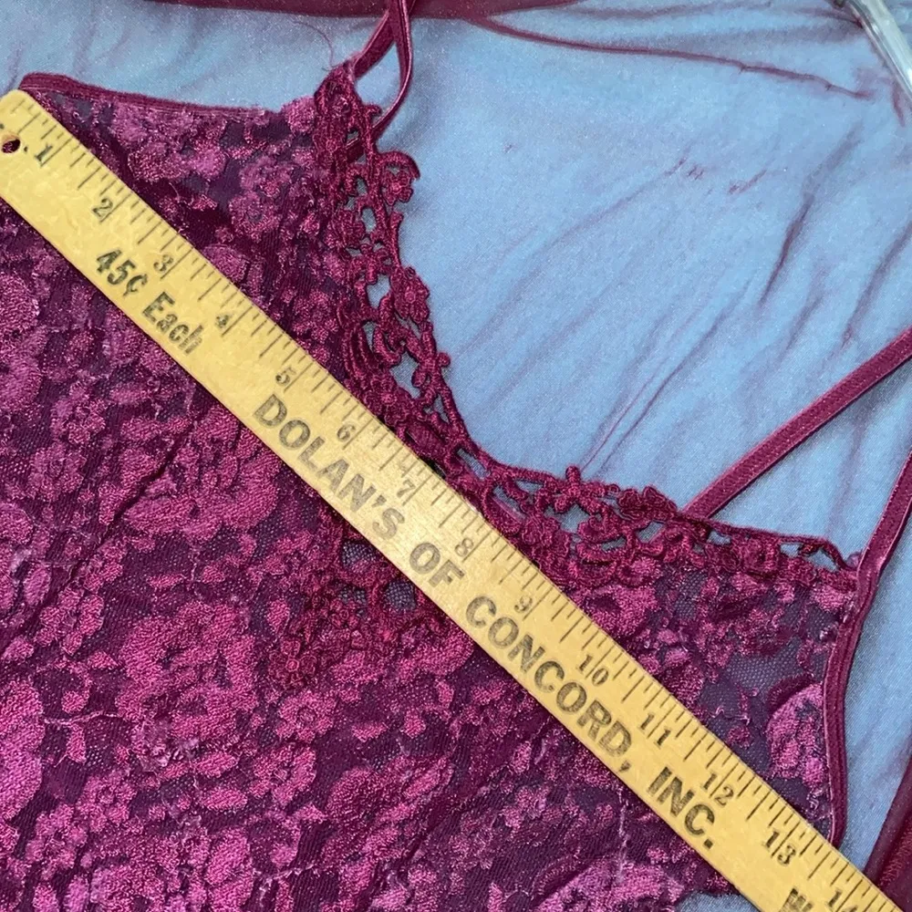 FREDERICK’S OF HOLLYWOOD lingerie eggplant purple sheer robe lace nighty size M - Image 4