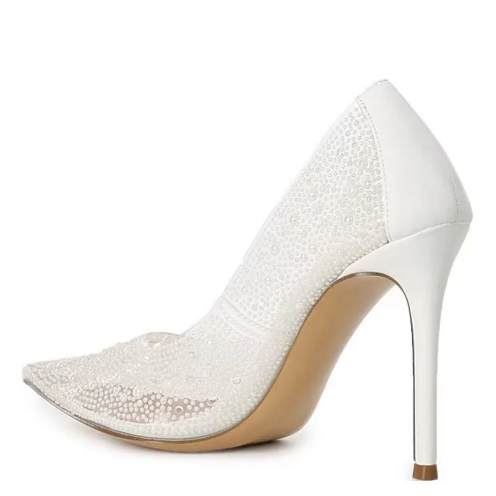 Steve Madden NIB Evelyn-P Clear Pearl Stiletto Pumps 8 - Image 2