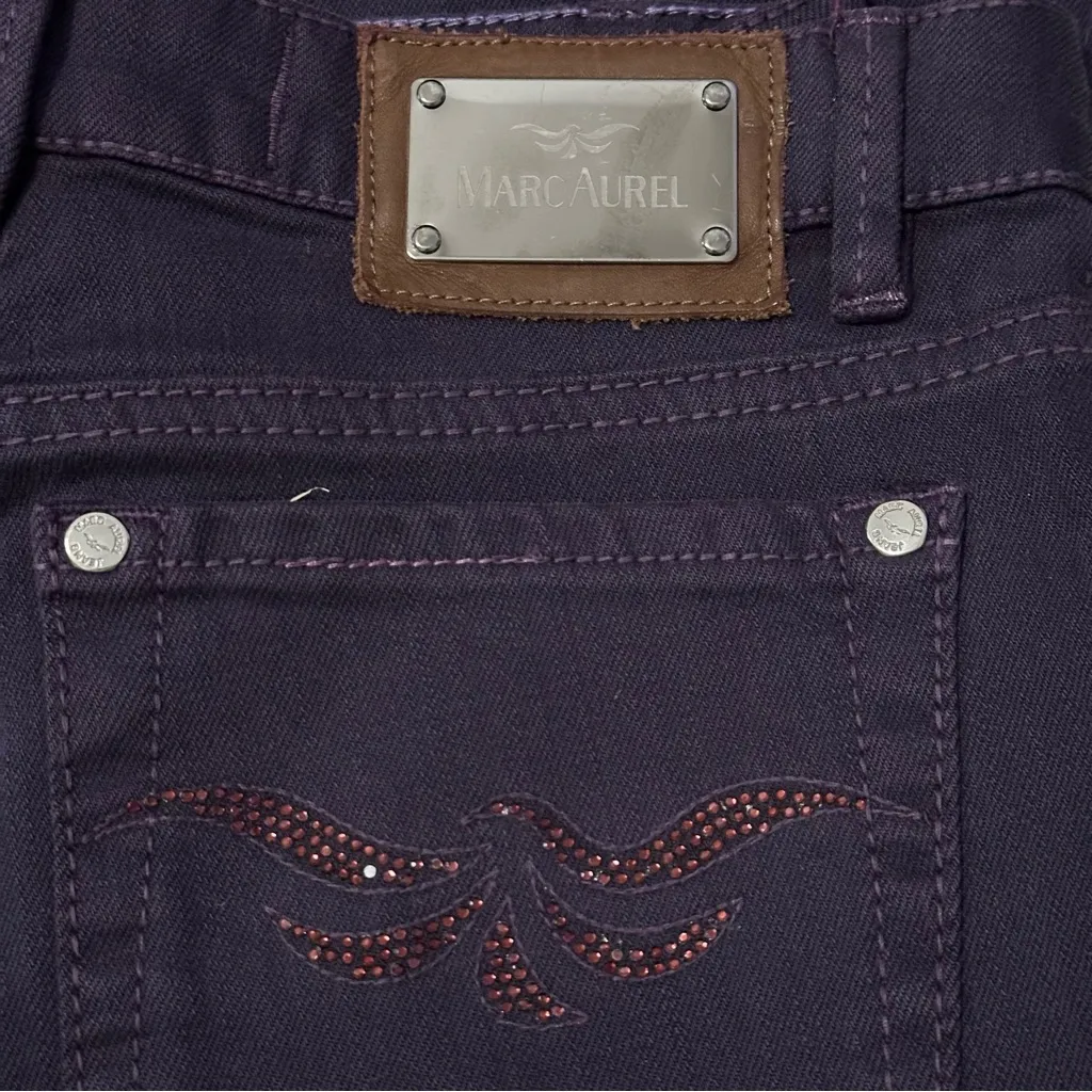 Marc Aurel Denim Women’s 4 36 Dark Purple Rhinestone Back Pockets Bootcut Jeans - Image 4